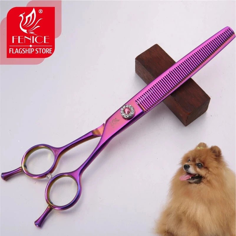 Fenice Professional JP440C Steel 7.0 inch Dog Grooming Scissors for Dog Cutting Thinning Scissors Shears Thinning 25% - FENICE TOTEM