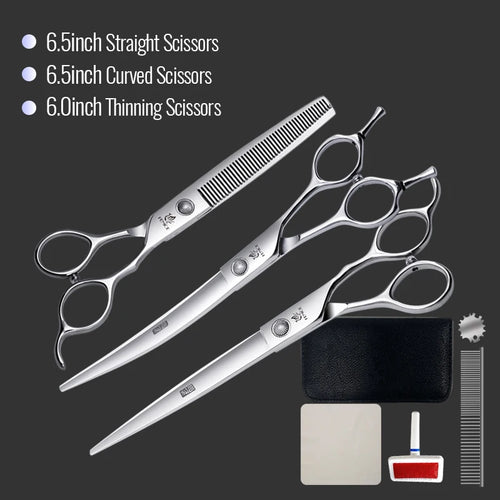 Fenice 6//6.5/7/7.5 Inch Professional Pet Dogs Grooming Scissors Set Straight&Curved &Thinner&Chunker Shear Scissors