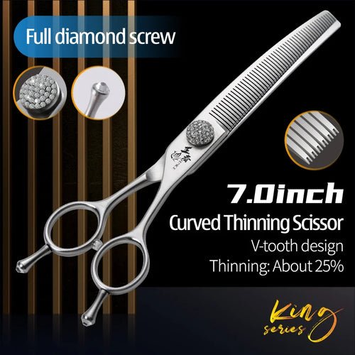 Fenice Professional Dog Grooming Shears Curved Thinning Scissors for Dog Face QW - 7XXXT - FENICE TOTEM