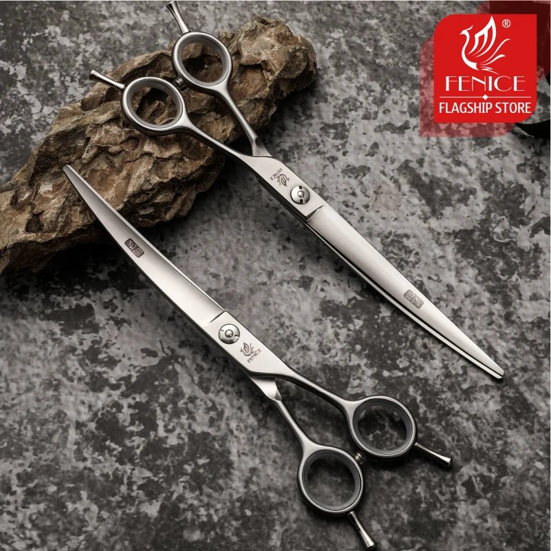 Fenice professional 7/7.5 inch curved dog scissors pet trimming scissors for dog grooming shears makas tijeras - FENICE TOTEM