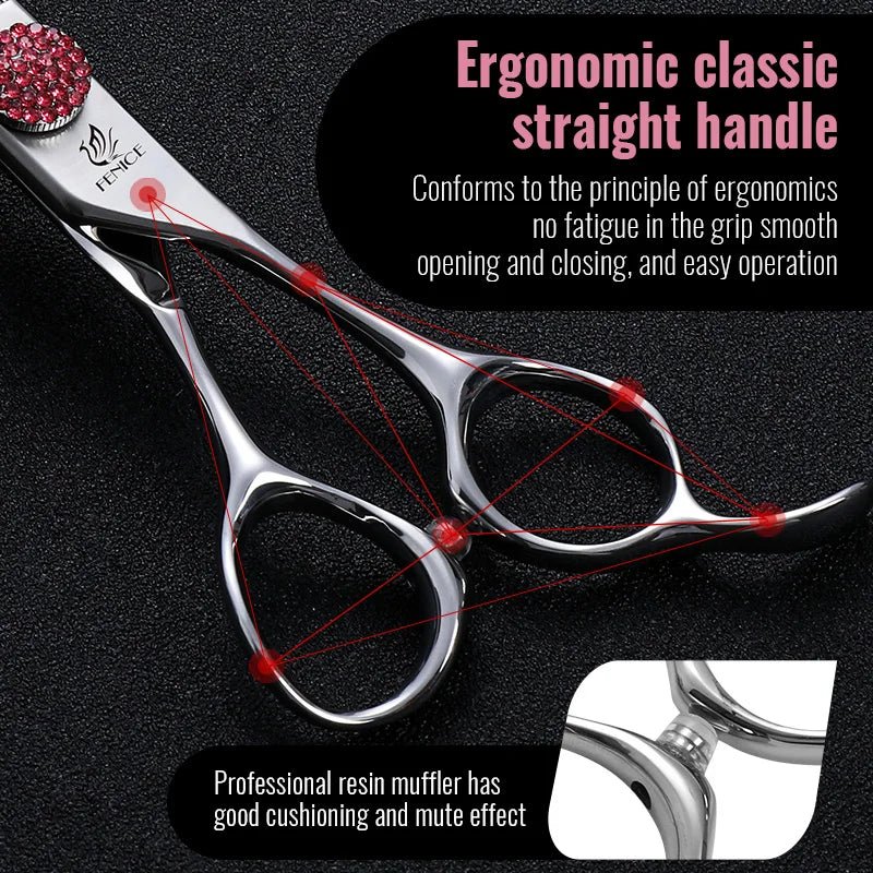 Fenice Professional 6/6.75/7/7.5 Inch Pet Scissors For Dog Grooming Straight&Thinner&Curved&Chunker Grooming Shears Tool Set - FENICE TOTEM