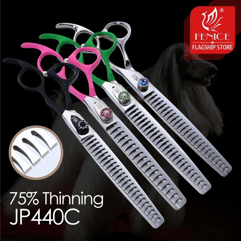 Fenice Pet Scissors 7/7.5/8 inch Dog Grooming Chunker Shark Scissors Trimming Thinning Shears Thinning Rate about 75% - FENICE TOTEM