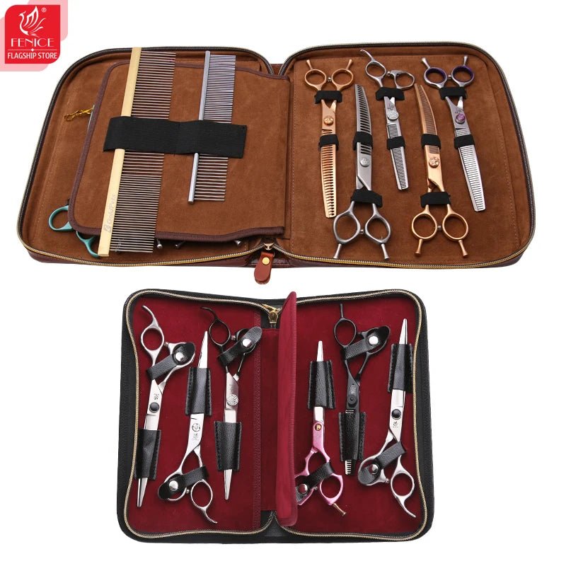 Fenice Barber Scissors Storage Case Salon PU Leather Pouch Haircut Shears Holdster Bag Portable Hairdressing Storage Box - FENICE TOTEM