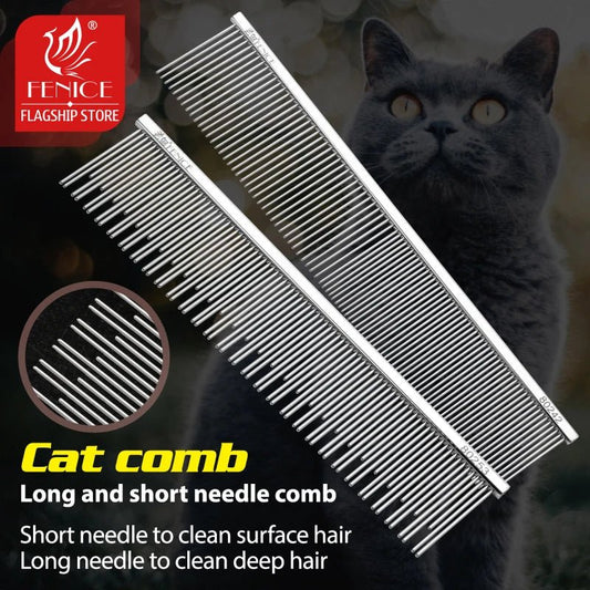 Fenice Professional Anti - Corrosion Grooming Comb For Dogs Cats Tapered Stainless Steel Pins Pet Grooming Supplies - FENICE TOTEM