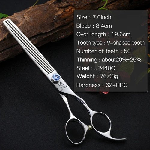 Fenice Pet hair thinning Scissors 7.0 7.5 inch Professional Japan 440c shears for dog grooming cutting - FENICE TOTEM