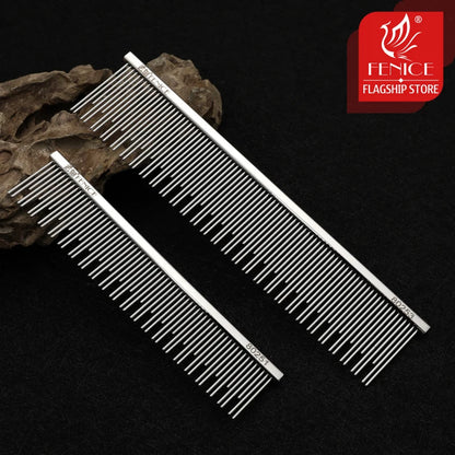 Fenice Professional Anti - Corrosion Grooming Comb For Dogs Cats Tapered Stainless Steel Pins Pet Grooming Supplies - FENICE TOTEM