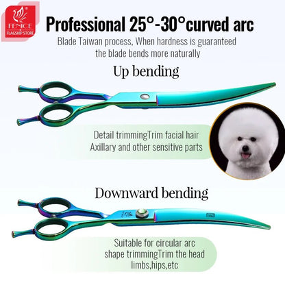 Fenice Dog Grooming Scissors Set Straight&Curved &Thinner&Chunker Shears Kits PEXC - XX - FENICE TOTEM