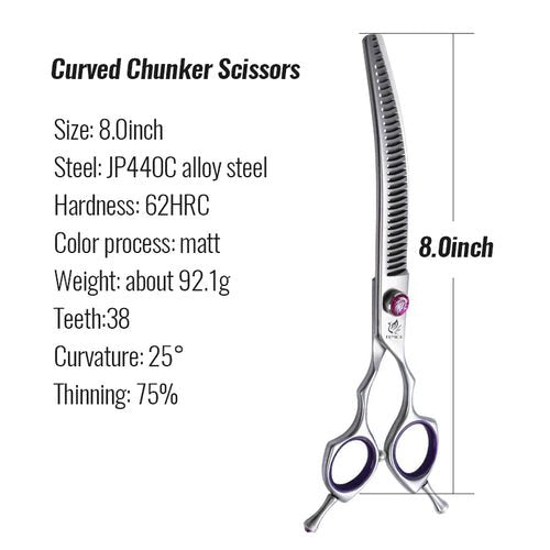 Fenice JP440C 7/8 Inch Professional Pet Dogs Grooming Scissors Straight Curved Thinning Chunker Shear Scissors Set For Dogs - FENICE TOTEM