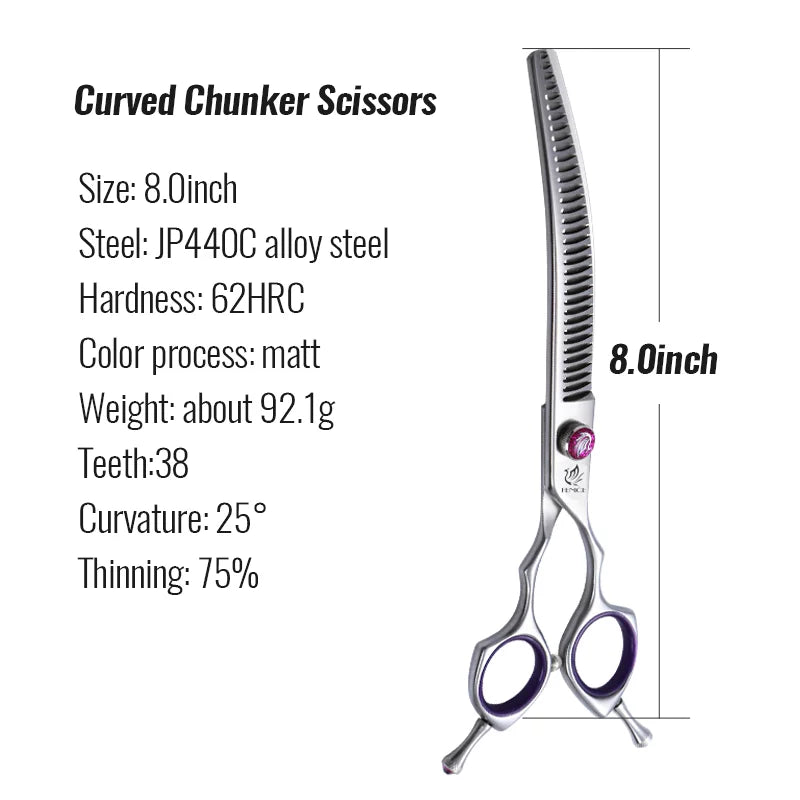 Fenice JP440C 7/8 Inch Professional Pet Dogs Grooming Scissors Straight Curved Thinning Chunker Shear Scissors Set For Dogs - FENICE TOTEM