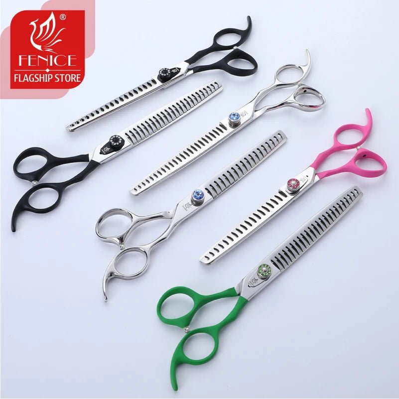 Fenice Pet Scissors 7/7.5/8 inch Dog Grooming Chunker Shark Scissors Trimming Thinning Shears Thinning Rate about 75% - FENICE TOTEM