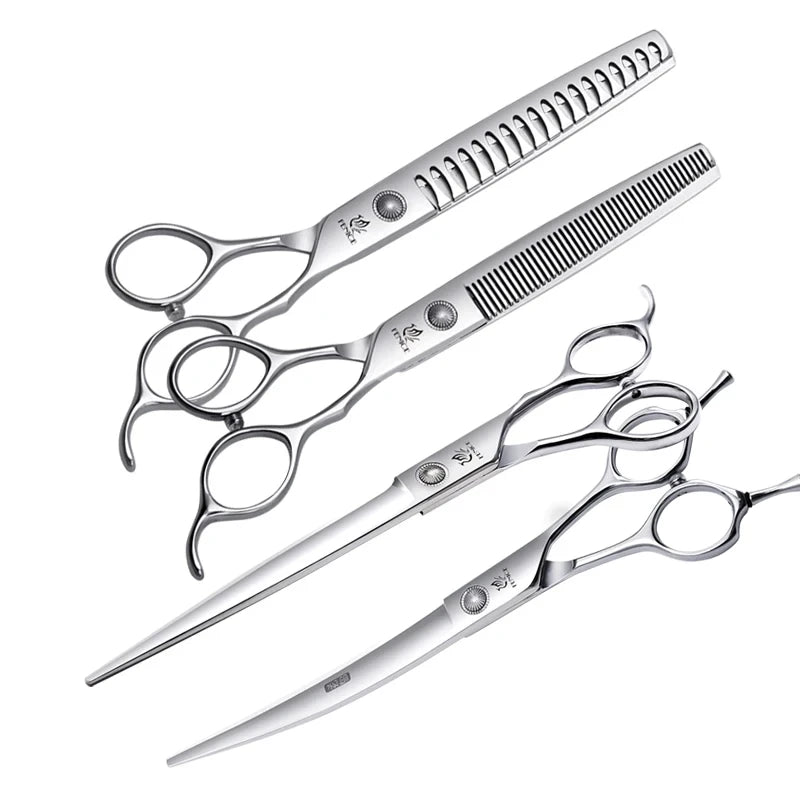 Fenice 6//6.5/7/7.5 Inch Professional Pet Dogs Grooming Scissors Set Straight&Curved &Thinner&Chunker Shear Scissors