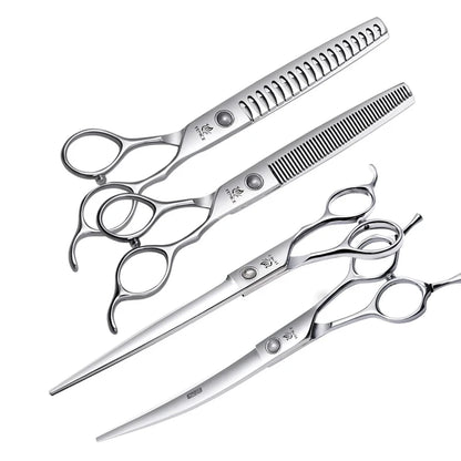 Fenice 6//6.5/7/7.5 Inch Professional Pet Dogs Grooming Scissors Set Straight&Curved &Thinner&Chunker Shear Scissors - FENICE TOTEM