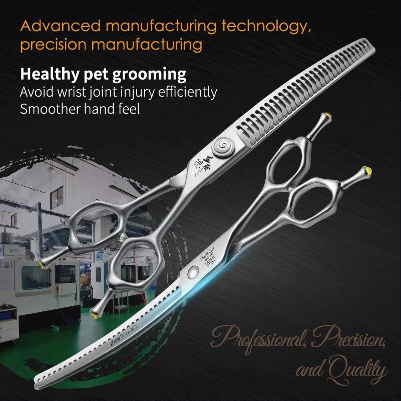 Fenice High Quality 7.0/7.5 Inch Professional Dog Grooming Shears Curved Chunker Thinning Scissors FEKWY - FENICE TOTEM