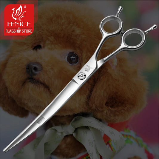 Fenice professional 7/7.5 inch curved dog scissors pet trimming scissors for dog grooming shears makas tijeras