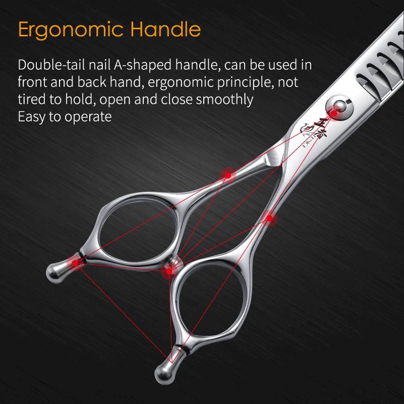 Fenice Professional 7 inch Dog Grooming Shears 38° Curved Chunker Scissors FEWY - 718T - FENICE TOTEM