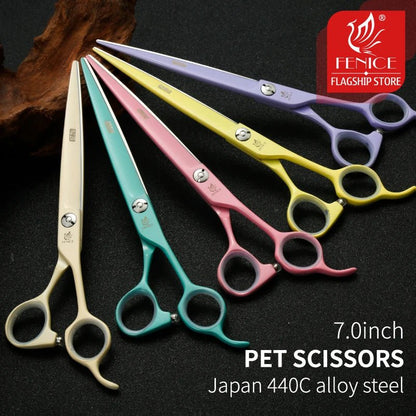 Fenice Jp440c Colorful Professional 7.0 Inch Pet Cutting Scissors for Dog Grooming Straight Scissors Pet Shears - FENICE TOTEM