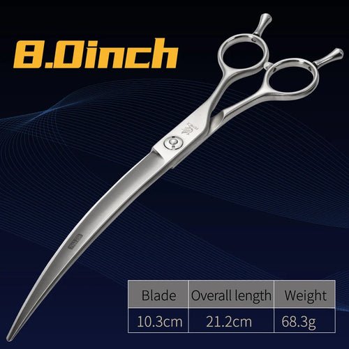 Fenice 6/6.5/7/7.5/8 inch Professional Curved 35° Pet Dogs Grooming Scissors Pets Hair Cuttings Shears tesoura tijeras - FENICE TOTEM