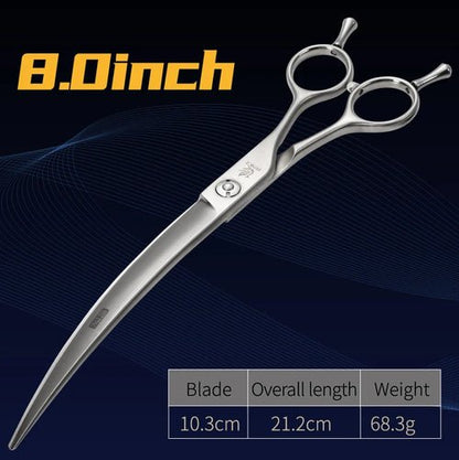 Fenice 6/6.5/7/7.5/8 inch Professional Curved 35° Pet Dogs Grooming Scissors Pets Hair Cuttings Shears tesoura tijeras - FENICE TOTEM