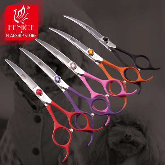 Fenice professional 6.5 inch pet curved scissors in dog scissors grooming cutting shears makas tijeras