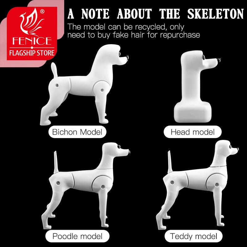 Fenice Pet Simulation Hair Grooming Fake Dog Model Practice Dog Standard Skeleton Model Dog Full Body Fake Hair - FENICE TOTEM