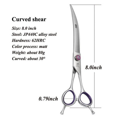 Fenice JP440C 7/8 Inch Professional Pet Dogs Grooming Scissors Straight Curved Thinning Chunker Shear Scissors Set For Dogs - FENICE TOTEM