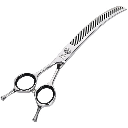 Fenice 7 inch left hand pet dog grooming scissors dog scissors curved chunker&thinning scissors shears for pet supplies