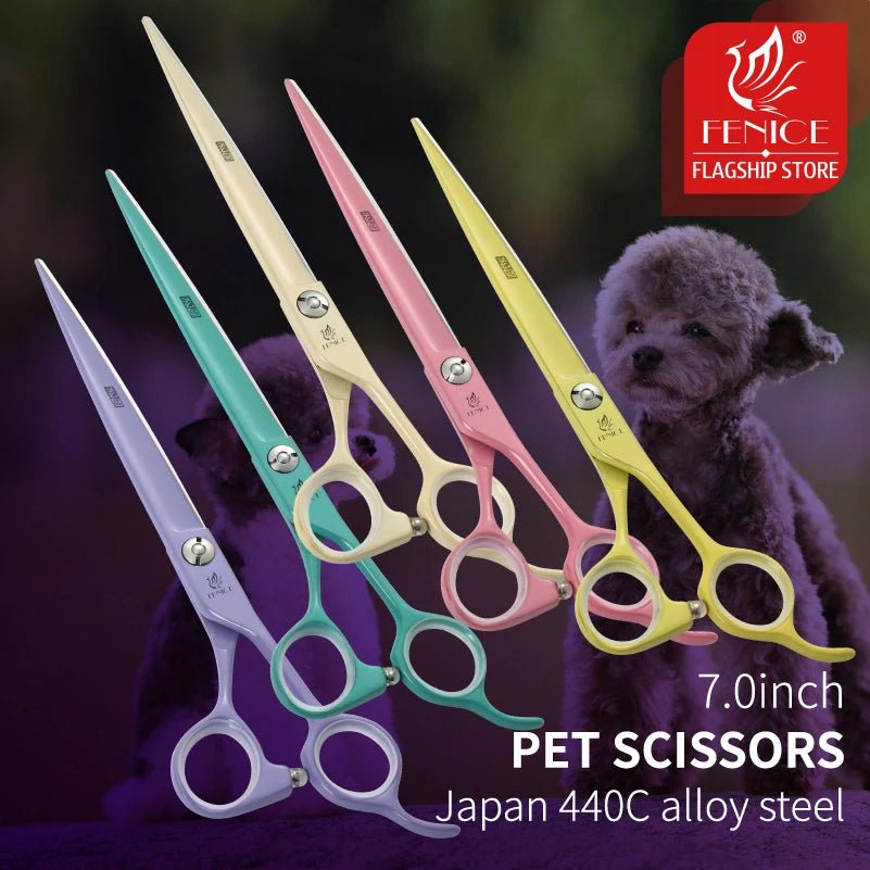 Fenice Jp440c Colorful Professional 7.0 Inch Pet Cutting Scissors for Dog Grooming Straight Scissors Pet Shears - FENICE TOTEM