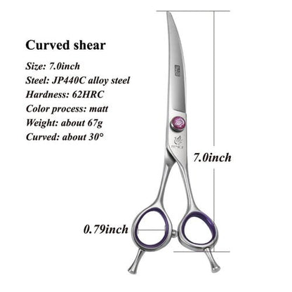 Fenice JP440C 7/8 Inch Professional Pet Dogs Grooming Scissors Straight Curved Thinning Chunker Shear Scissors Set For Dogs - FENICE TOTEM